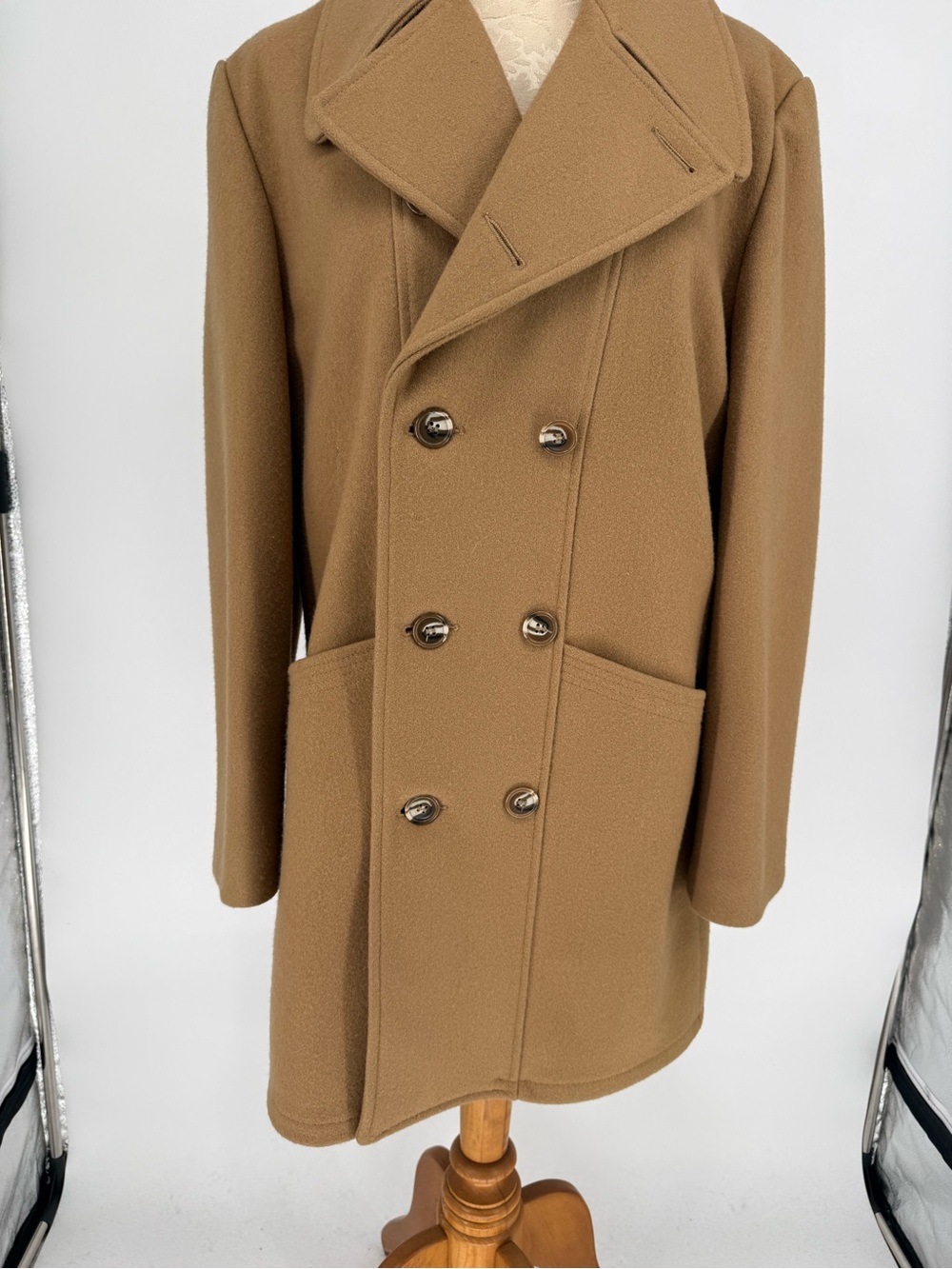 VTG Men's Double-Breasted Wool Coat - Camel sz40